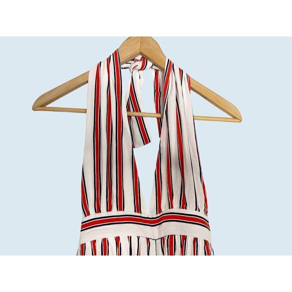 URBAN OUTFITTERS Raven Red White Blue Halter Neck Jumpsuit Sz M - Picture 3 of 8